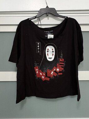 Hot Topic Spirited Away TNL Group Black Off Shoulder T-shirt shirt 2X NWT